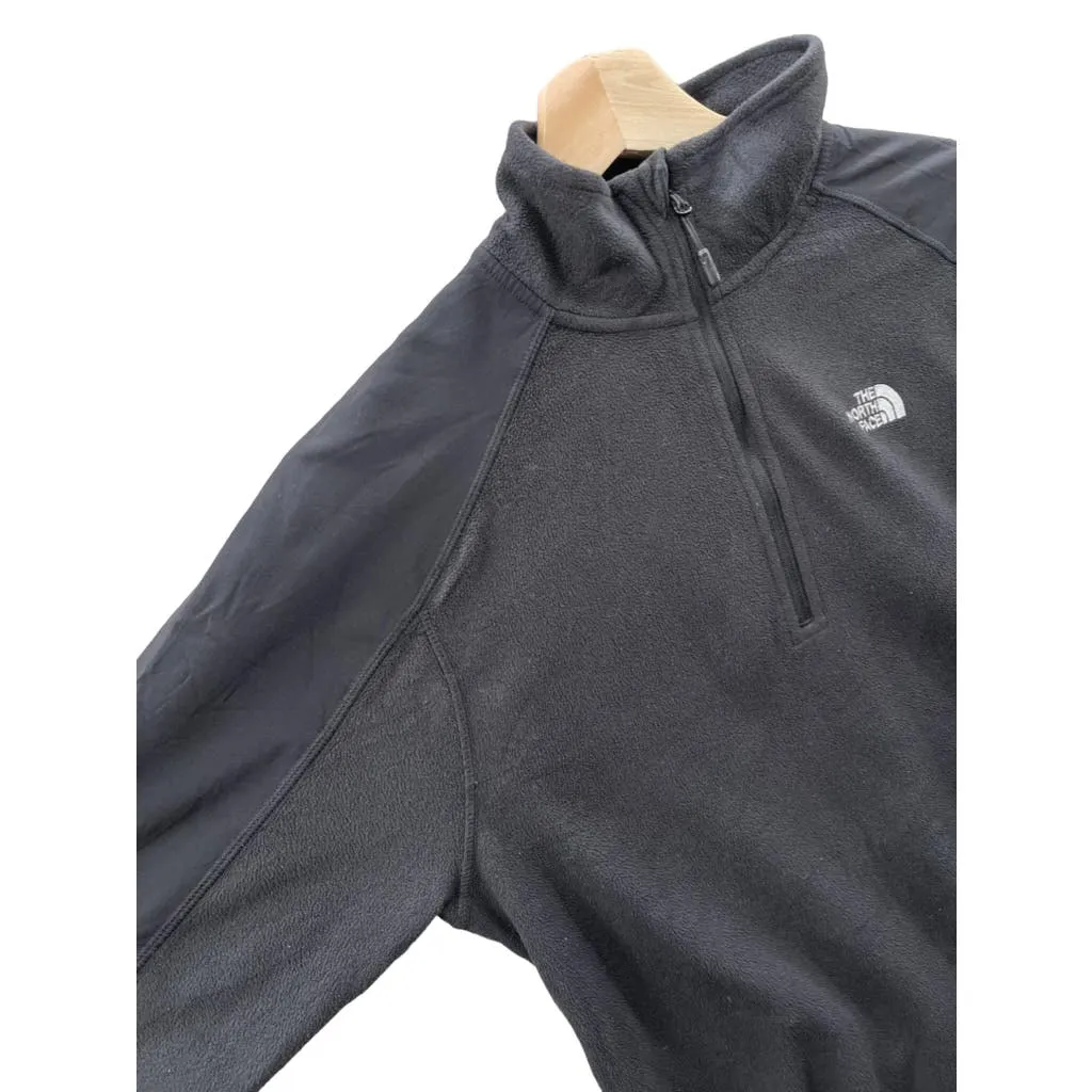 Vintage The North Face Men's Black 1/4 Zip Fleece Pullover