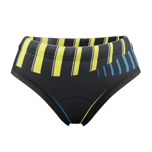 Women's Yellow and Blue Stripes Gel Padded Cycling Underwear-Briefs