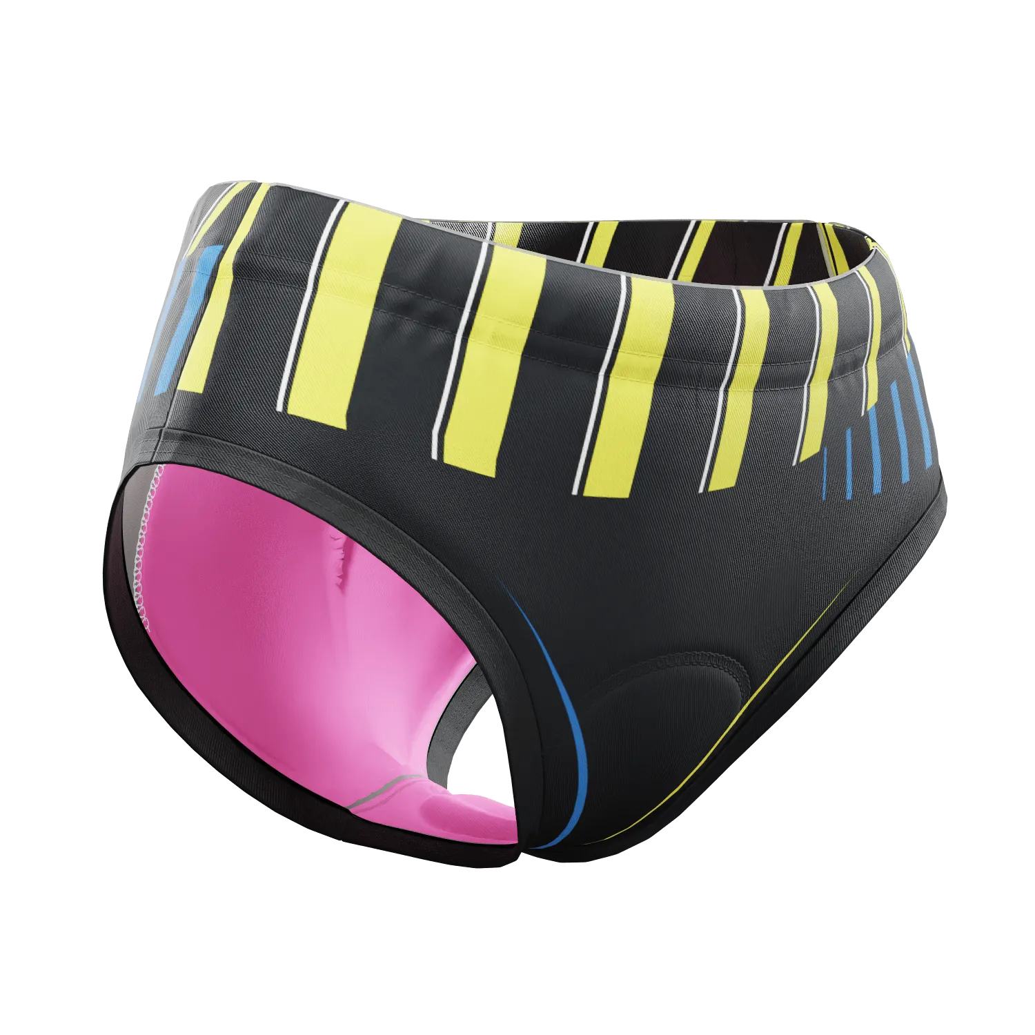 Women's Yellow and Blue Stripes Gel Padded Cycling Underwear-Briefs