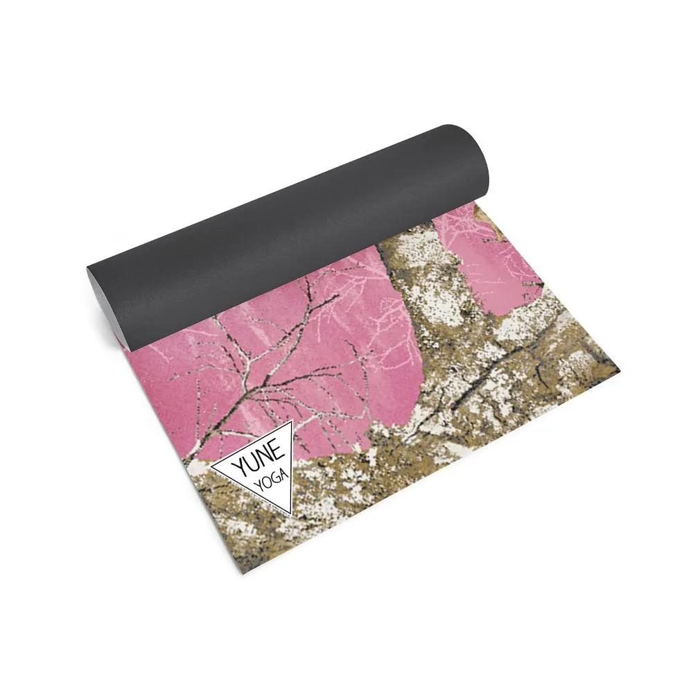 Yoga Mat | 6mm Thick | RealTree | Non-Slip | Eco Friendly | Yune Yoga | Edge Pink Pattern