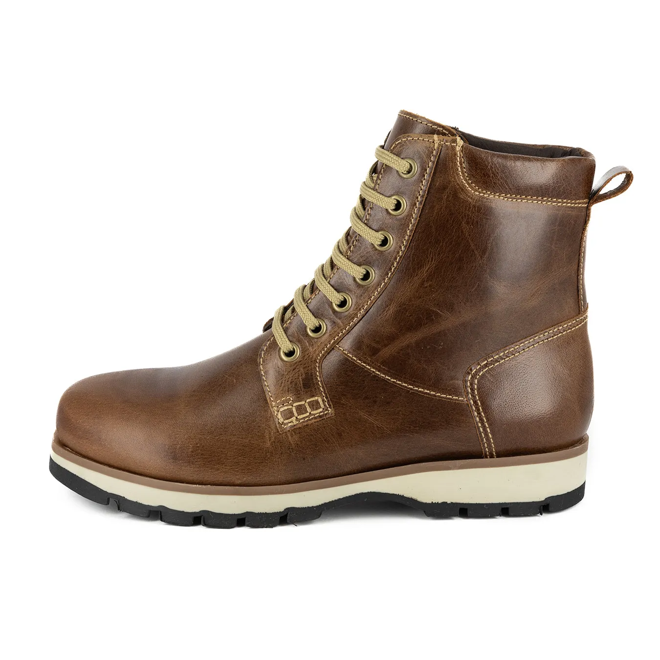 Zibonele : Mens Lace-Up Boot in Brown Carvano
